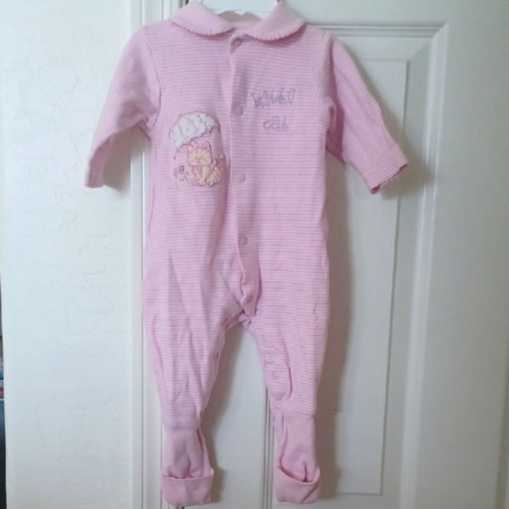 Pink Striped Kitty Cat Sleeper Size 3 Months